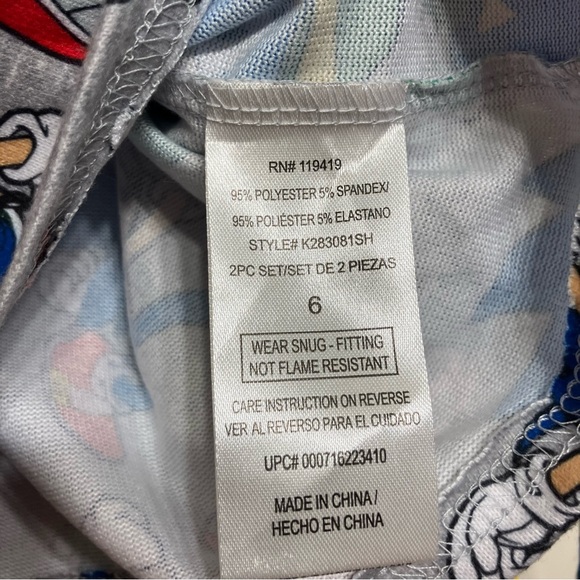 Sonic the Hedgehog Boys Christmas Snowflake Pajama Shirt & Pant Set Size 6 - NEW - Picture 4 of 6